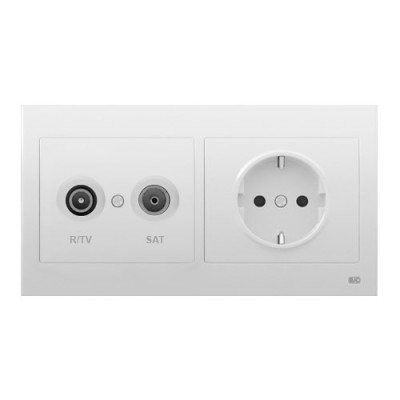 Pack BJC Iris toma final de televisión + enchufe schuko completo Blanco-imagen_A