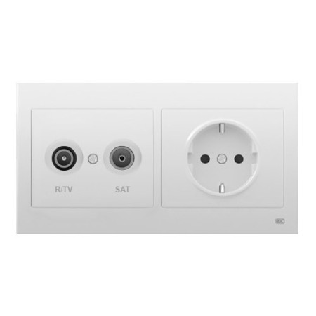 Pack BJC Iris toma final de televisión + enchufe schuko completo Blanco-imagen_A