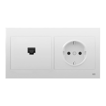 Pack BJC Iris toma de datos RJ45 + enchufe schuko completo Blanco-imagen_A