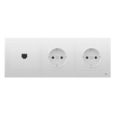 Pack BJC Iris toma de datos RJ45 + doble enchufe schuko completo Blanco-imagen_A
