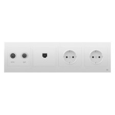 Pack BJC Iris toma final de televisión + toma de datos RJ45 + doble enchufe schuko completo Blanco-imagen_A