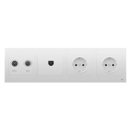 Pack BJC Iris toma final de televisión + toma de datos RJ45 + doble enchufe schuko completo Blanco-imagen_A