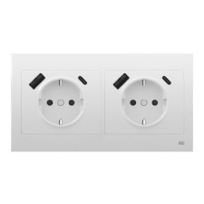 Pack BJC Iris doble enchufe schuko con doble USB completo Blanco-imagen_A
