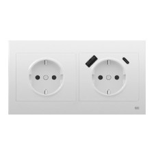 Pack BJC Iris enchufe schuko + enchufe schuko con doble USB completo Blanco-imagen_A