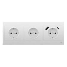 Pack BJC Iris doble enchufe schuko + enchufe schuko con doble USB completo Blanco-imagen_A