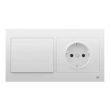 Pack BJC Iris interruptor + enchufe schuko completo Blanco-imagen_A
