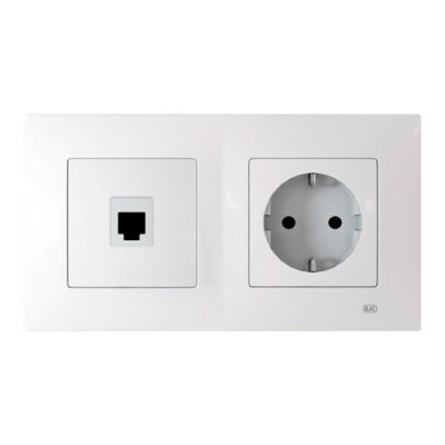 Pack BJC Viva toma de datos RJ45 + enchufe schuko completo Blanco Polar-imagen_A