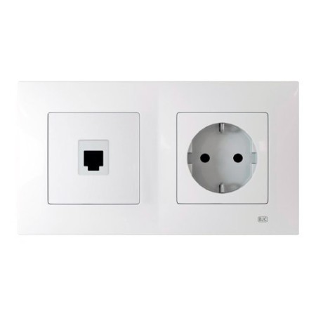 Pack BJC Viva toma de datos RJ45 + enchufe schuko completo Blanco Polar-imagen_A