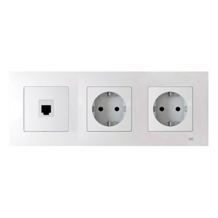 Pack BJC Viva toma de datos RJ45 + doble enchufe schuko completo Blanco Polar-imagen_A