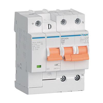Protector combinado sobretensiones Per.+Tra. HAGER 2P 6kA 40A SP240N-imagen_A