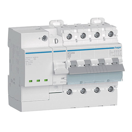 Protector combinado sobretensiones Per.+Tra. HAGER 4P 6kA 25A SP425G-imagen_A