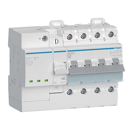 Protector combinado sobretensiones Per.+Tra. HAGER 4P 6kA 32A SP432G-imagen_A