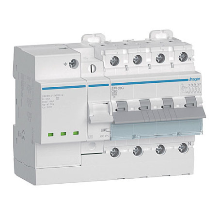Protector combinado sobretensiones Per.+Tra. HAGER 4P 6kA 63A SP463G-imagen_A