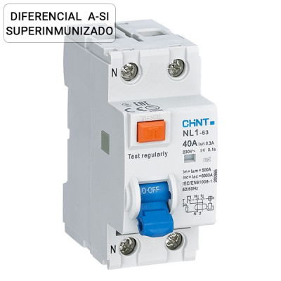 Diferencial SuperInmunizado CHINT de 2P 40A 30mA NL1-2-40-30ASi-imagen_B