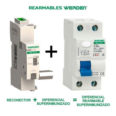 Diferencial rearmable WERDEN superinmunizado 2x40x30 mA con 3 rearmes-imagen_B