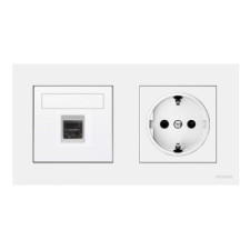Pack Niessen Sky Essence toma de datos RJ45 + enchufe schuko completo Blanco-imagen_A