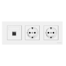 Pack Niessen Sky Essence toma de datos RJ45 + doble enchufe schuko completo Blanco-imagen_A