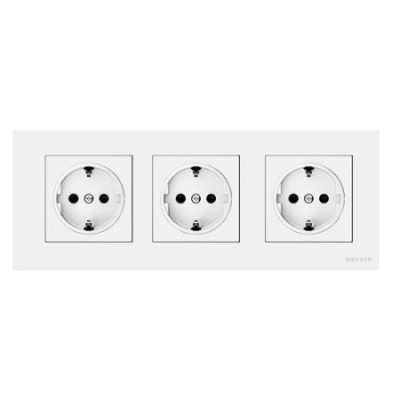 Pack Niessen Sky Essence triple enchufe schuko completo Blanco-imagen_A