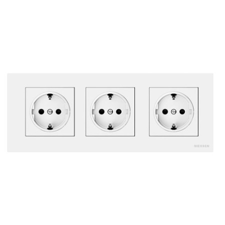 Pack Niessen Sky Essence triple enchufe schuko completo Blanco-imagen_A