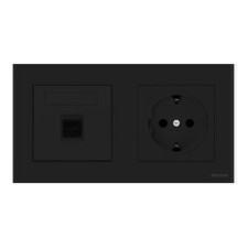 Pack Niessen Sky Essence toma de datos RJ45 + enchufe schuko completo Negro-imagen_A