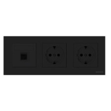 Pack Niessen Sky Essence toma de datos RJ45 + doble enchufe schuko completo Negro-imagen_A