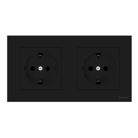 Pack Niessen Sky Essence doble enchufe schuko completo Negro-imagen_A