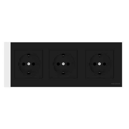 Pack Niessen Sky Essence triple enchufe schuko completo Negro-imagen_A