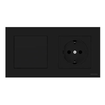 Pack Niessen Sky Essence interruptor + enchufe schuko completo Negro-imagen_A