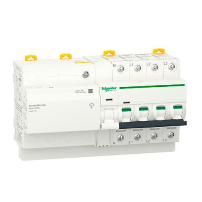 Protector SCHNEIDER sobretensiones Permanantes y Transitorias 3P+N 32A A9L20732Acti9 Combi SPU-imagen_A