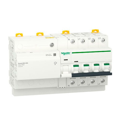 Protector SCHNEIDER sobretensiones Permanantes y Transitorias 3P+N 40A A9L20740 Acti9 Combi SPU-imagen_A