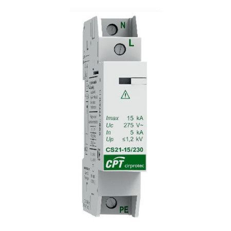 Protector sobretension transitorio CIRPROTEC 1P+N 15kA monofasico CS21-15-230-imagen_A