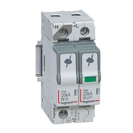Limitador sobretensiones transitorio LEGRAND T2 1P+N 20kA monofasico 412224-imagen_A