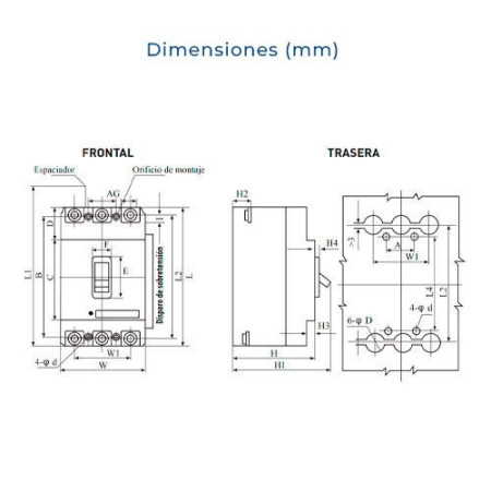 Caja Moldeada 3P 100-160A a 36kA Electromecanica-imagen_B
