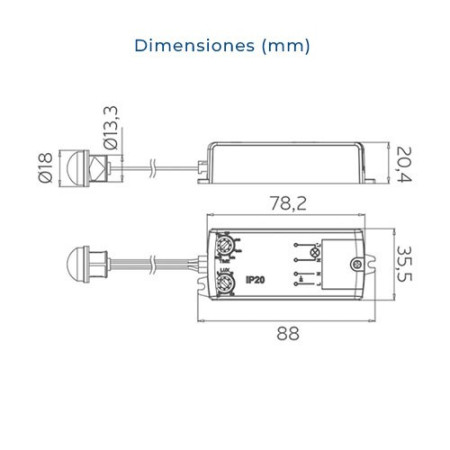 Sensor de movimiento-presencia por infrarrojo de tamaño reducido 800W 230V-imagen_B