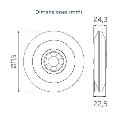 Sensor de movimiento-presencia por infrarrojo + control por sonido 360º 2.000 W 230V-imagen_B